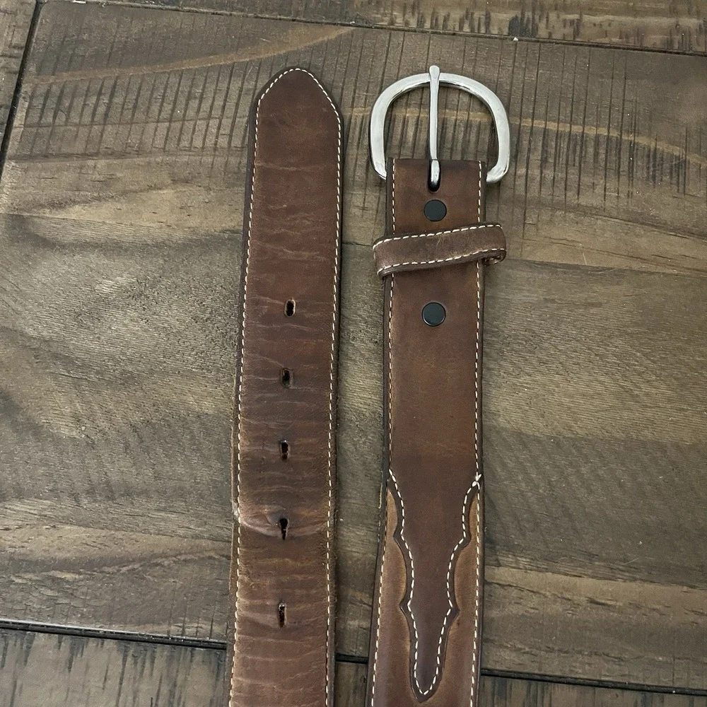 Silver Creek Collection‎ Men's Genuine Tooled Leather Western Belt sz 42 brown